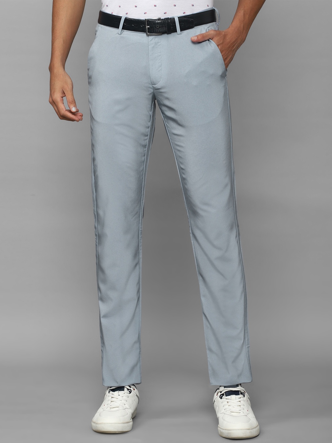 

Allen Solly Men Blue Textured Slim Fit Trousers