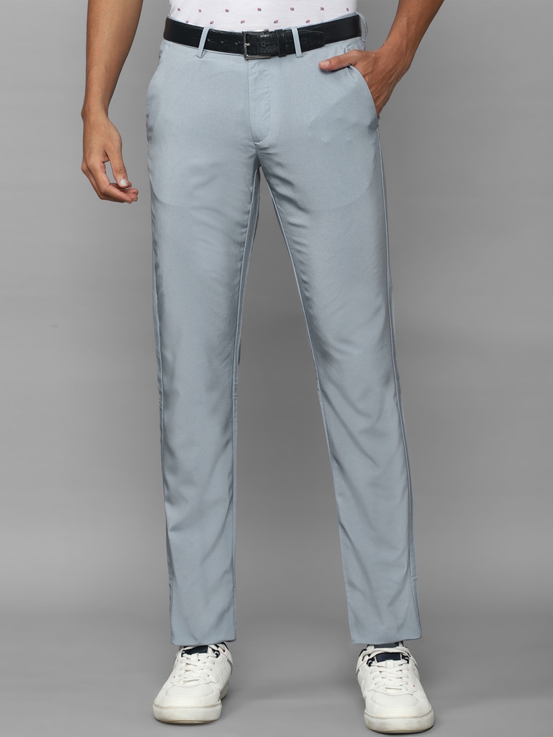 

Allen Solly Men Textured Slim Fit Trousers, Blue