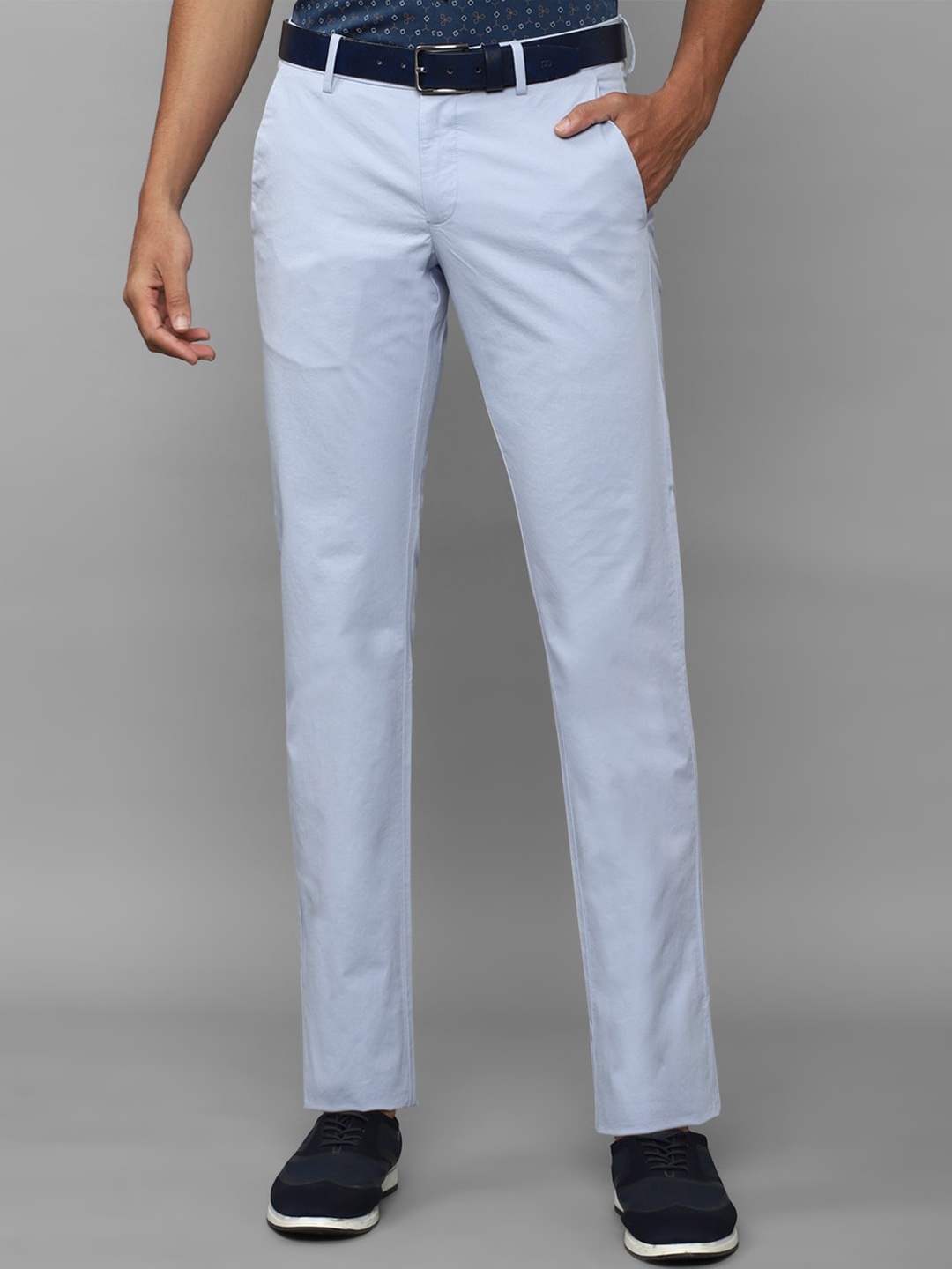

Allen Solly Men Textured Slim Fit Trousers, Blue