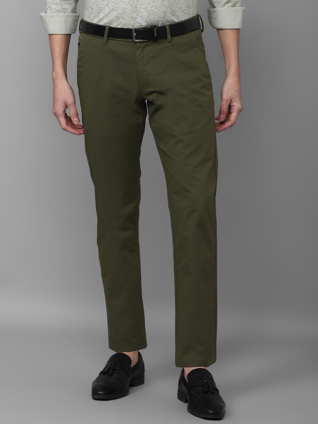 

Allen Solly Men Cotton Slim Fit Trousers, Olive