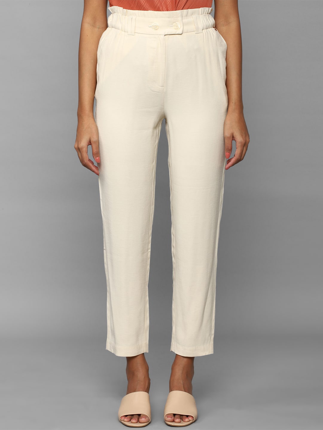 

Allen Solly Woman Regular Fit Trousers, Cream