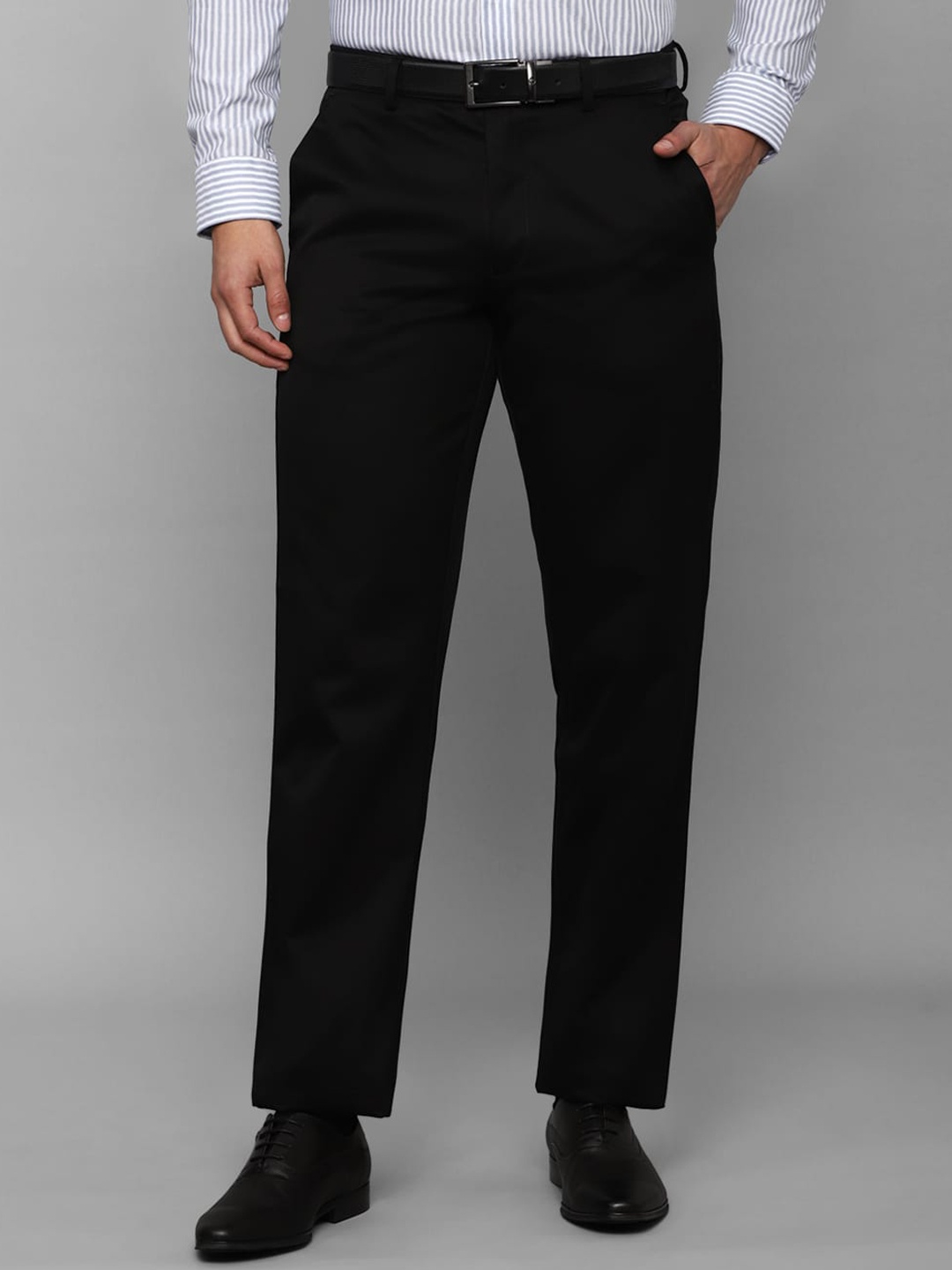 

Louis Philippe Men Cotton Formal Trousers, Black