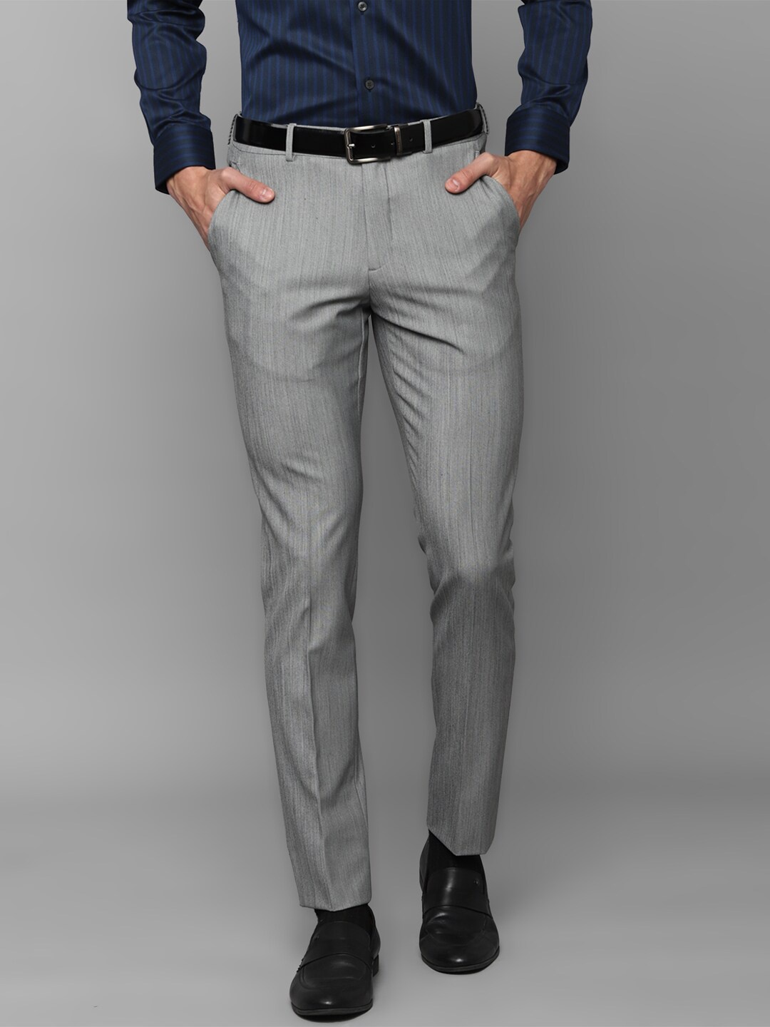 

Louis Philippe Men Slim Fit Mid-Rise Formal Trousers, Grey