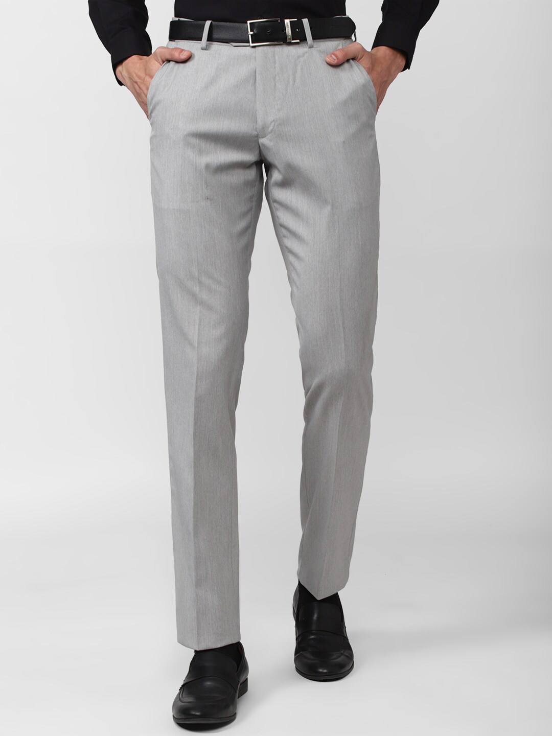 

Peter England Men Mid Rise Slim Fit Formal Trousers, Grey