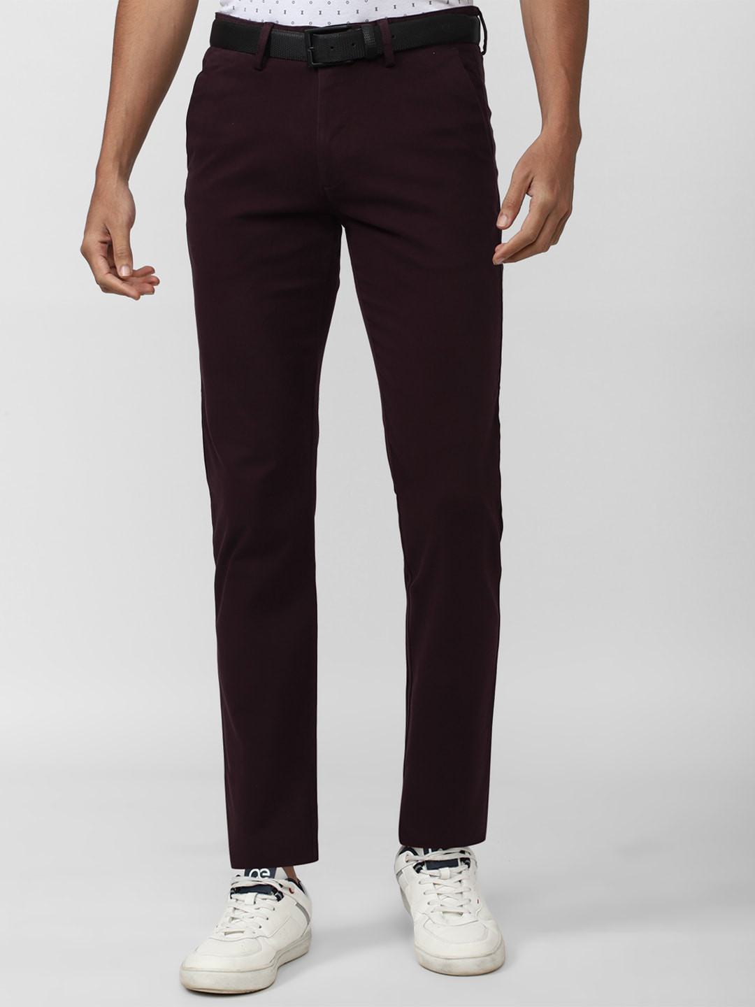 

Peter England Casuals Men Slim Fit Chinos Mid-Rise Trousers, Maroon