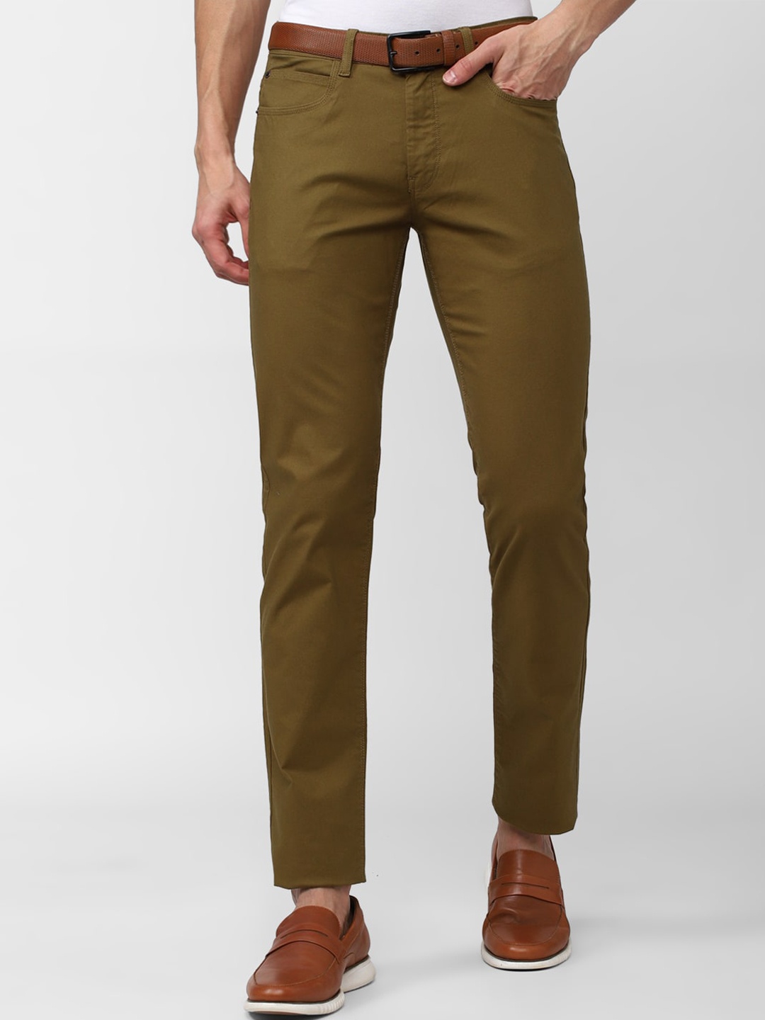 

Peter England Casuals Men Slim Fit Chinos Trousers, Khaki