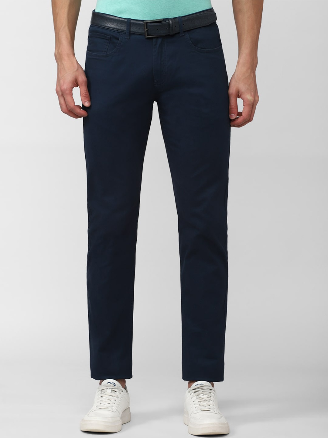 

Peter England Casuals Men Slim Fit Regular Trousers, Navy blue