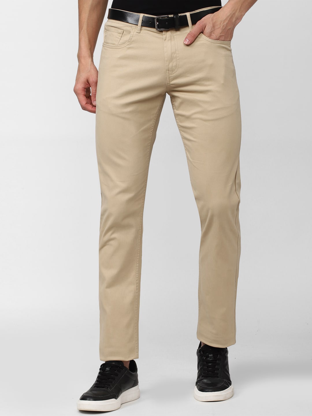 

Peter England Casuals Men Mid-Rise Slim Fit Trousers, Cream