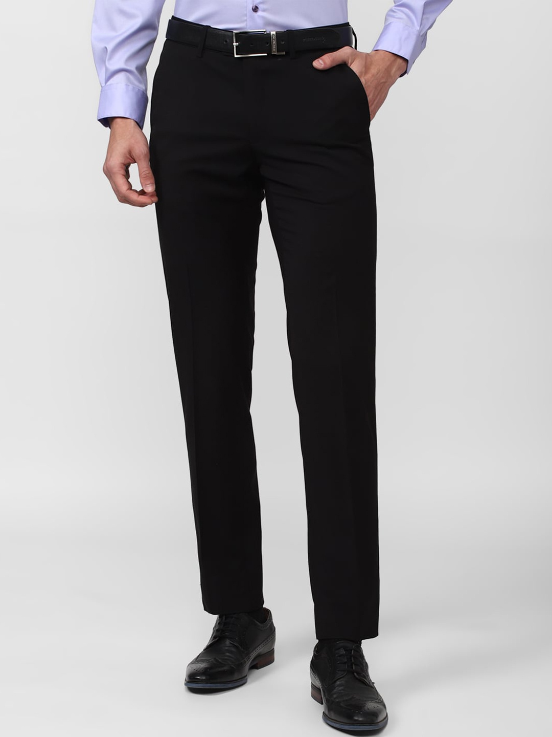 

Peter England Elite Men Slim Fit Formal Trousers, Black