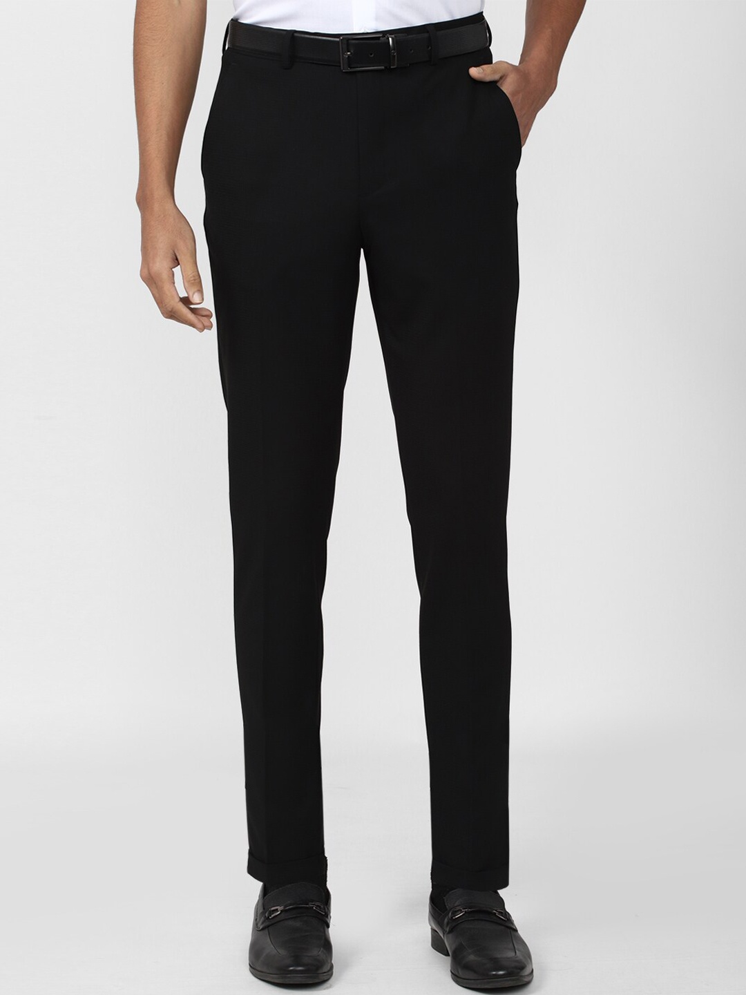 

Van Heusen Men Mid-Rise Slim Fit Formal Trousers, Black