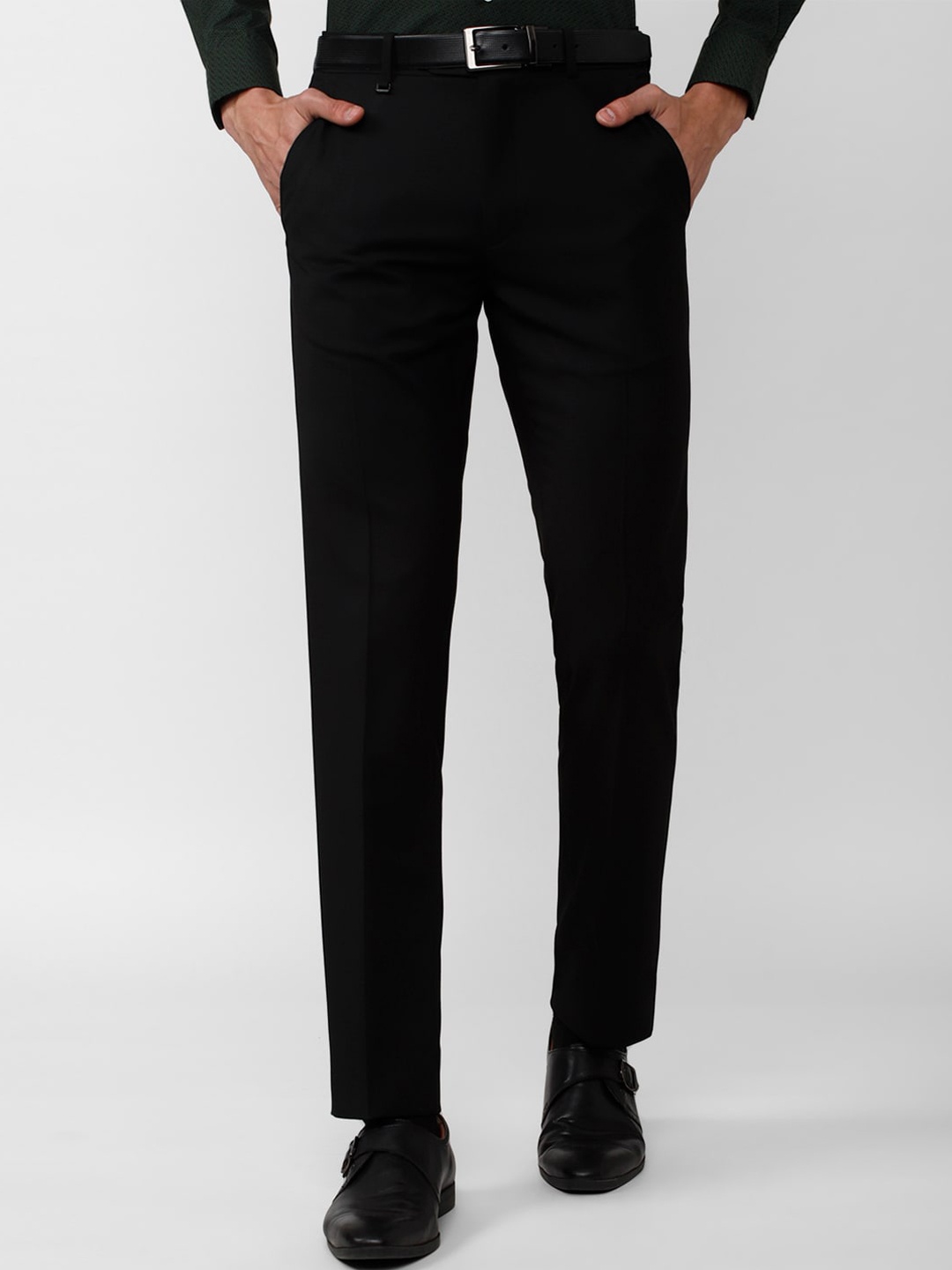 

Van Heusen Men Cotton Slim Fit Formal Trousers, Black