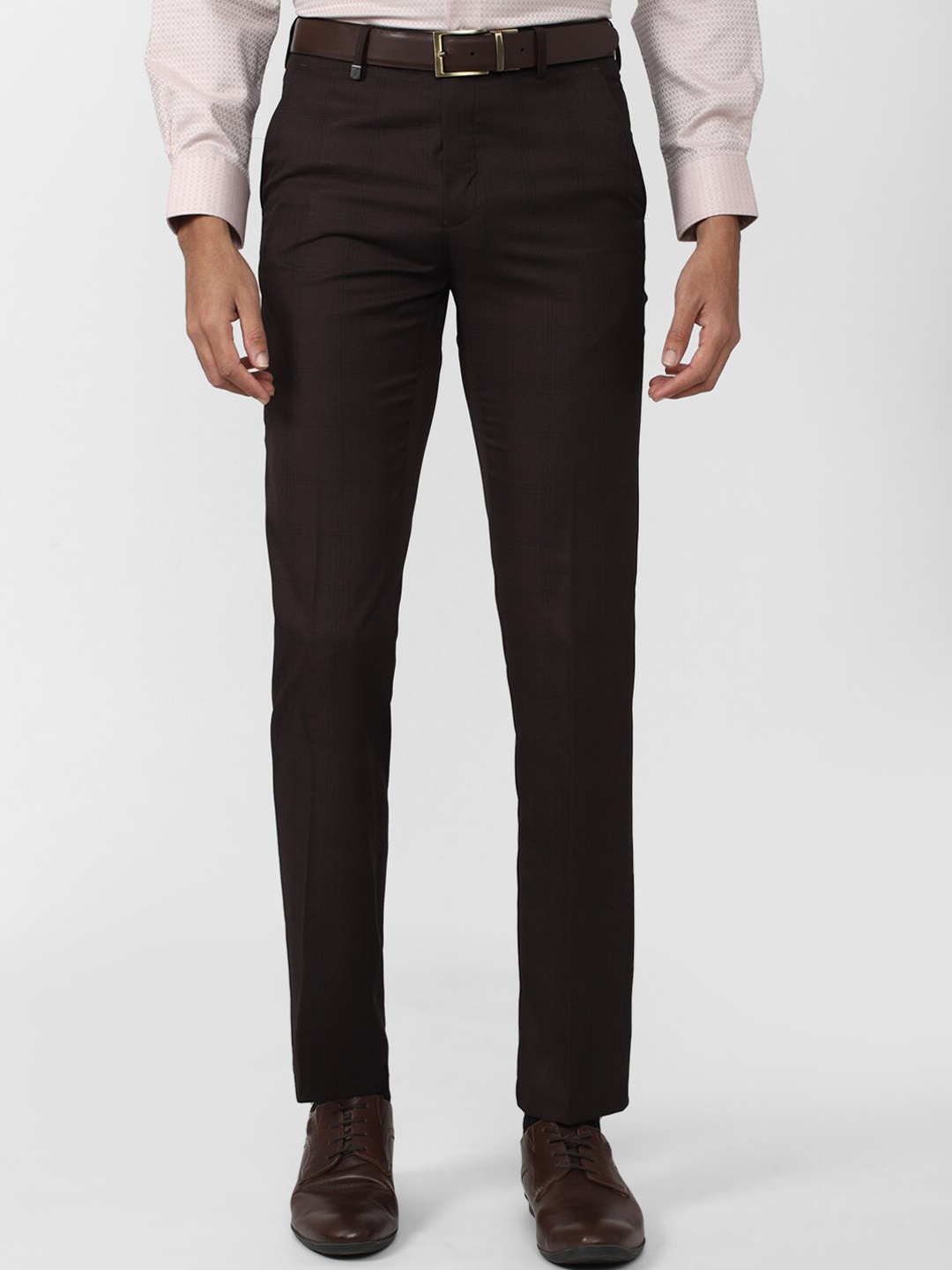 

Van Heusen Men Slim Fit Mid-Rise Formal Trousers, Brown