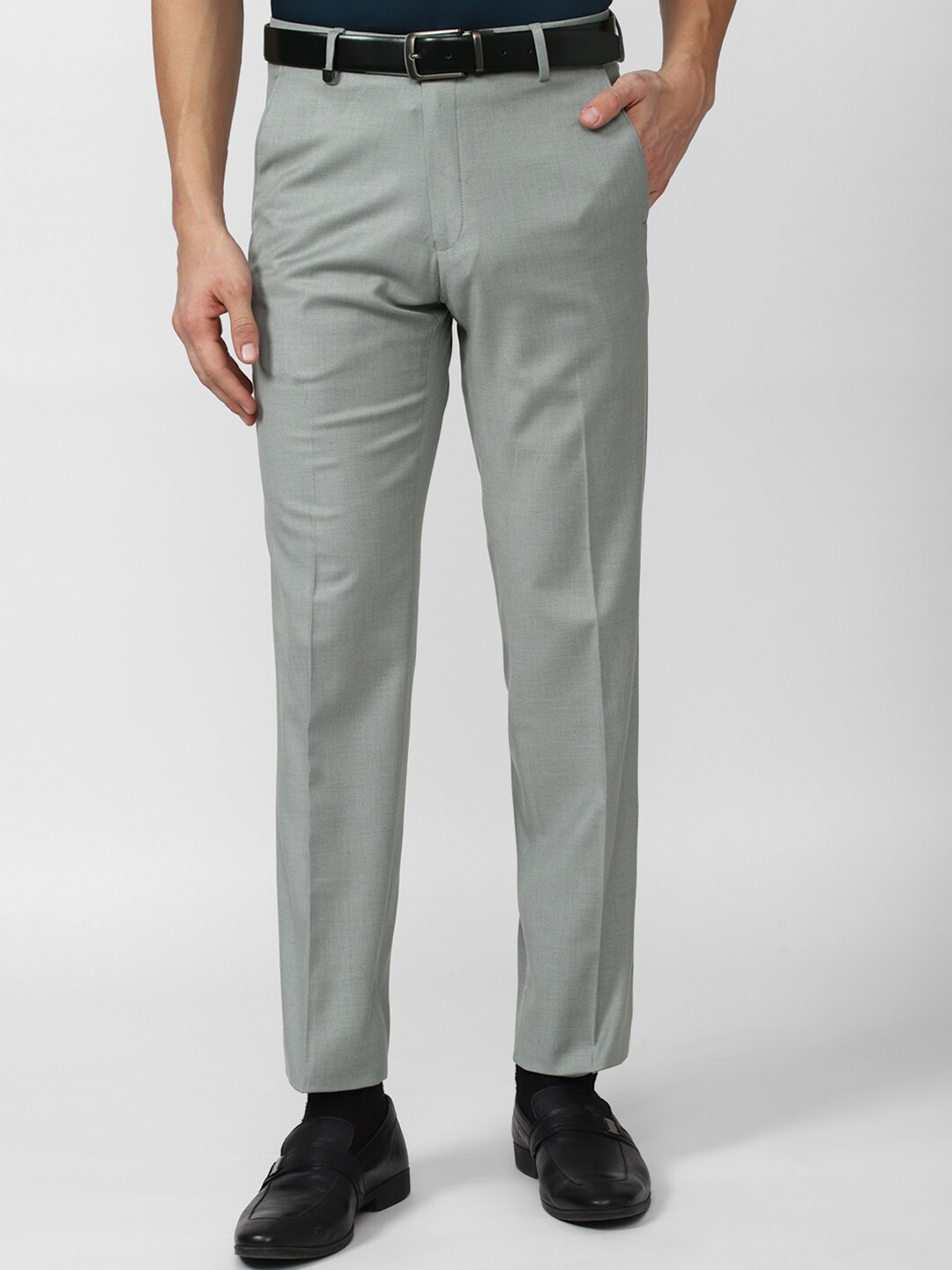

Van Heusen Men Slim Fit Mid-Rise Formal Trousers, Grey