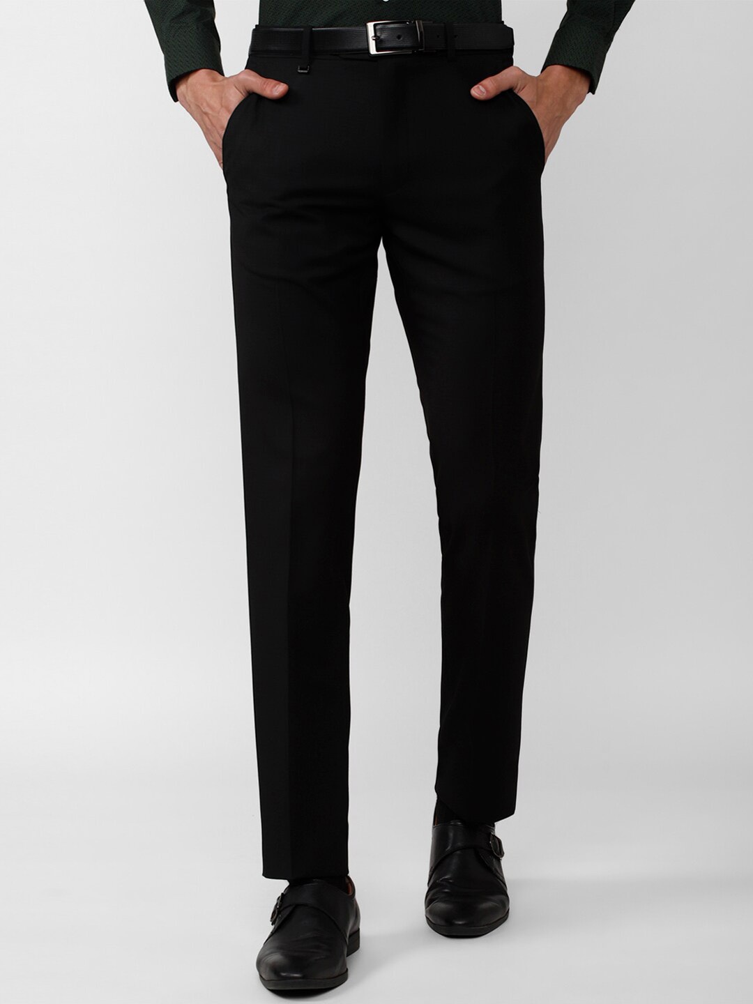 

Van Heusen Men Mid Rise Slim Fit Formal Trousers, Black