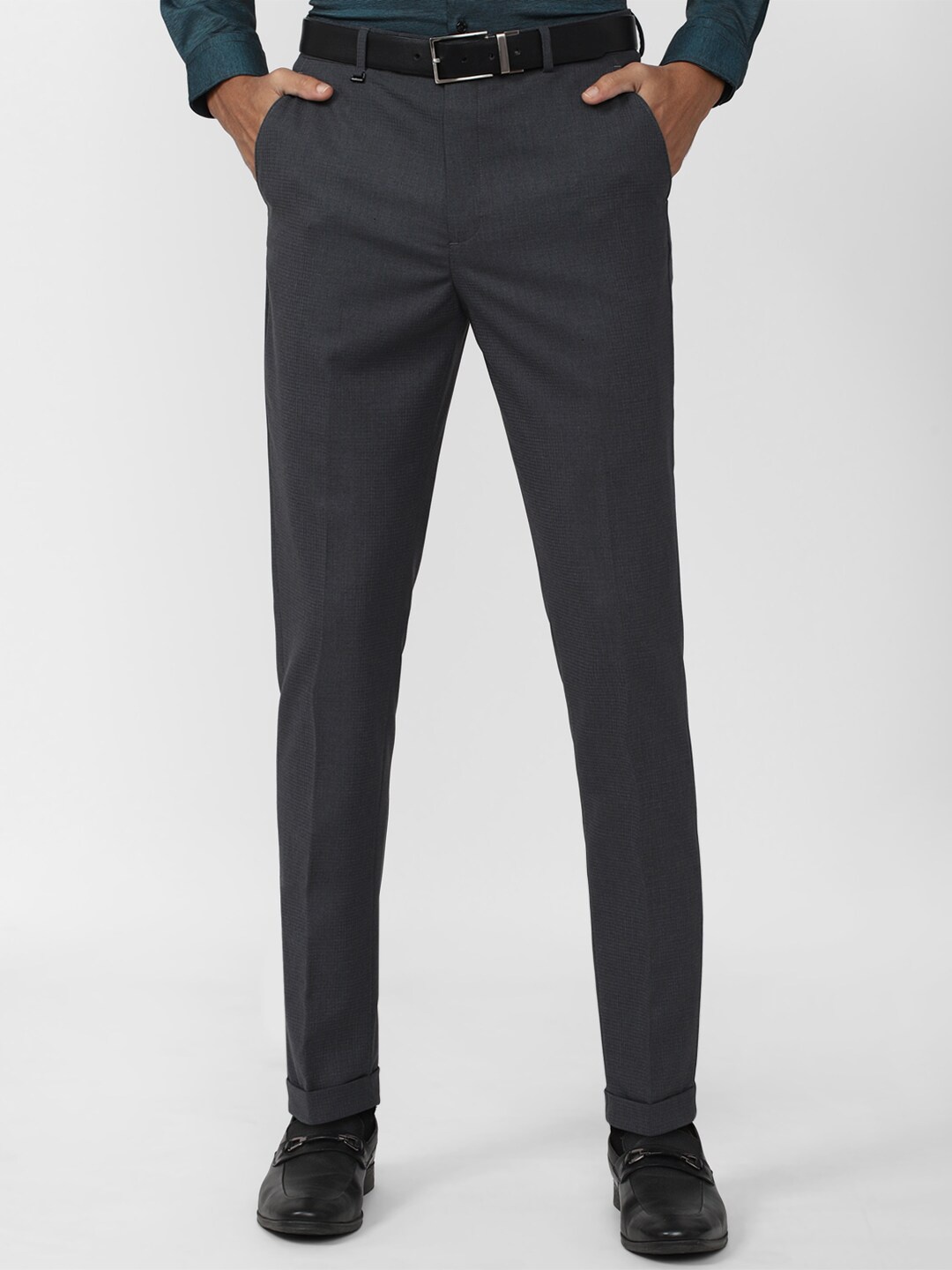 

Van Heusen Men Mid-Rise Slim Fit Formal Trousers, Grey