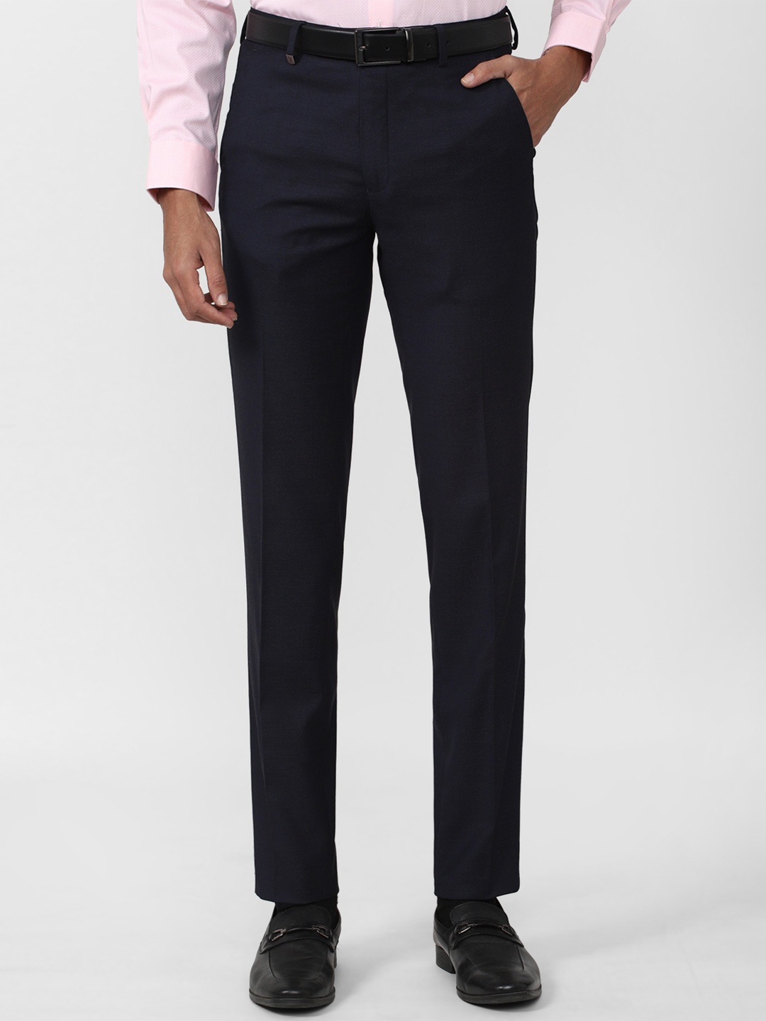 

Van Heusen Men Mid Rise Slim Fit Formal Trousers, Navy blue