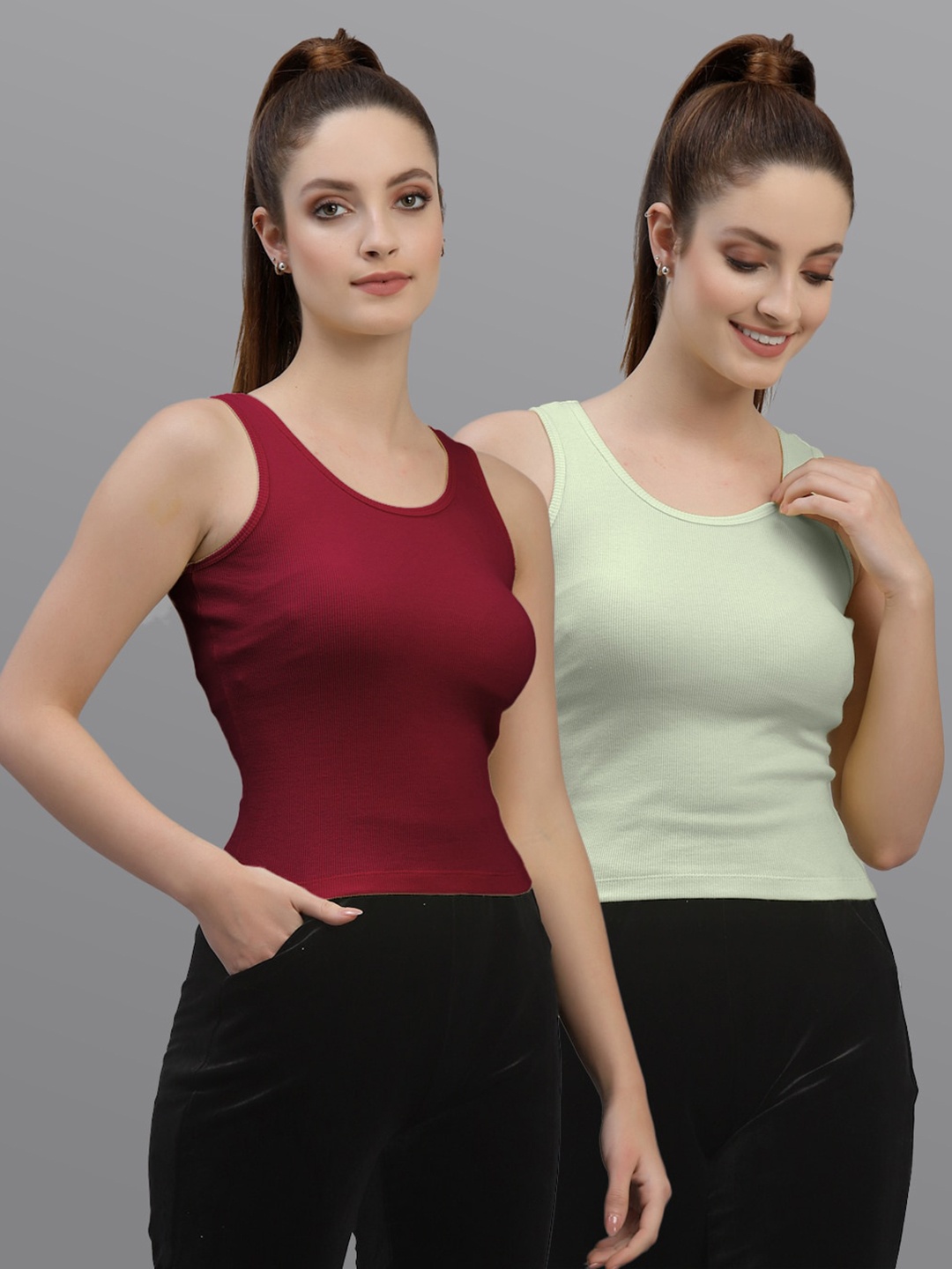 

Friskers Pack Of 2 Sleeveless Tank Tops, Maroon