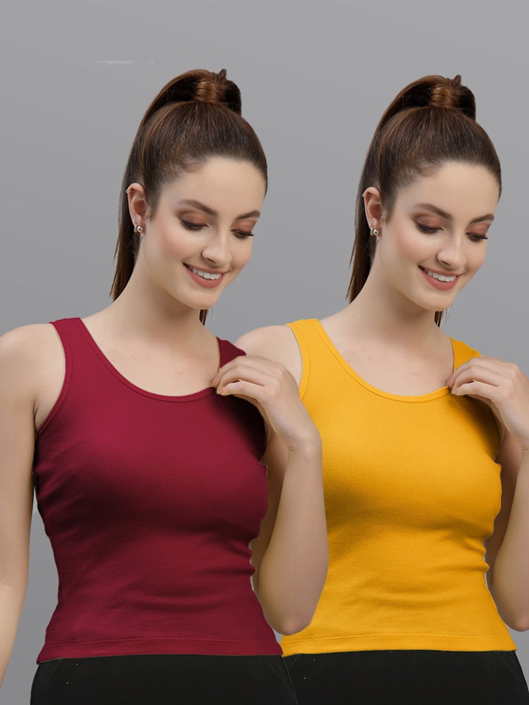 

Friskers Pack of 2 Scoop Neck Sleeveless Cotton Tank Top, Maroon