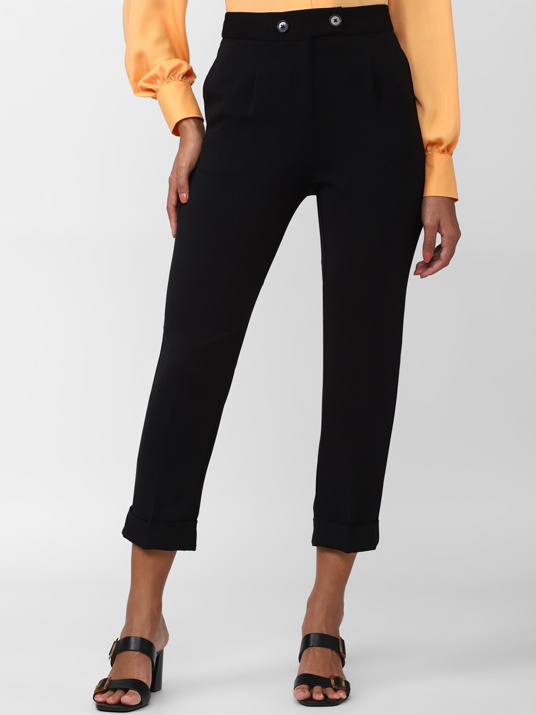 

Van Heusen Woman Slim Fit Pleated Formal Trousers, Black