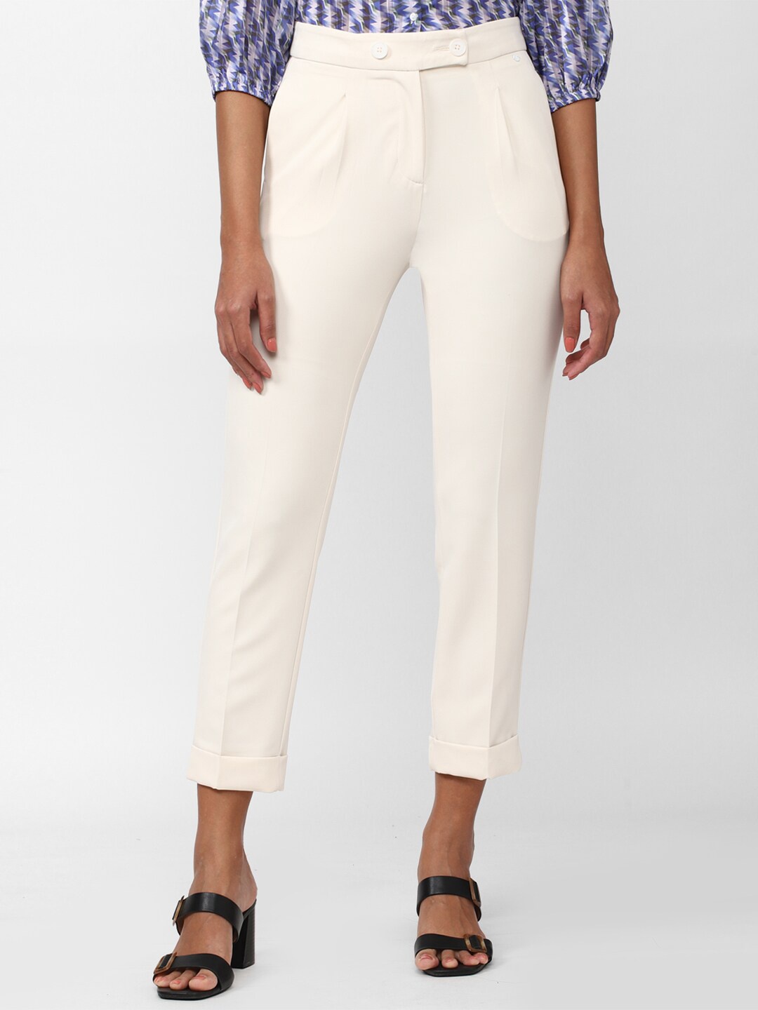 

Van Heusen Woman Women Slim Fit Pleated Trousers, Cream