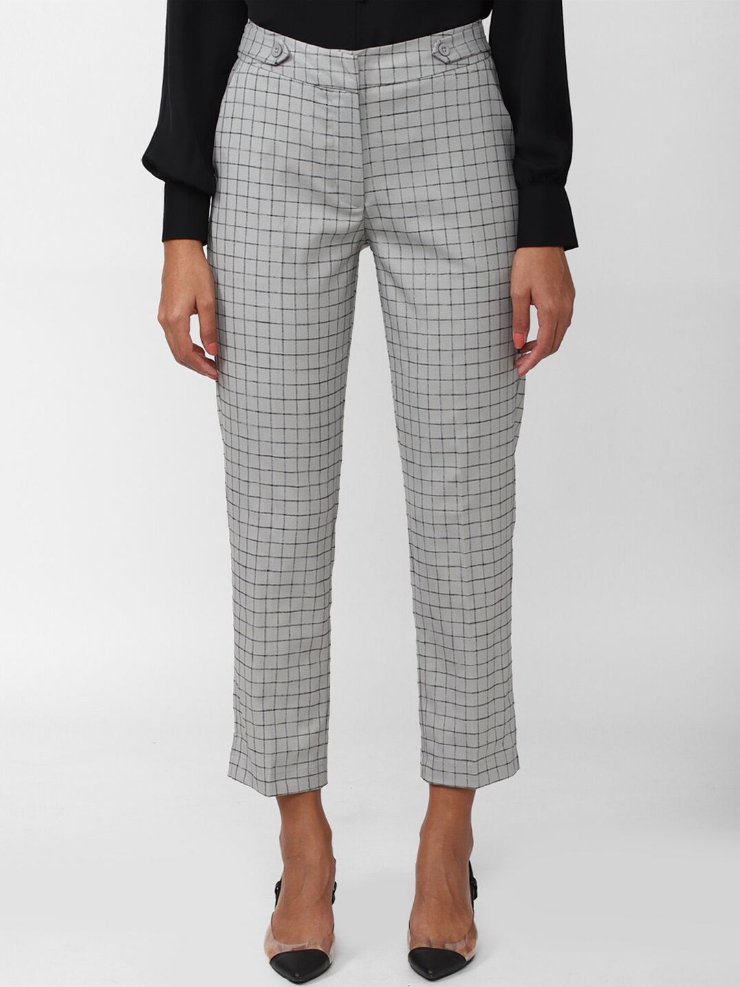 

Van Heusen Woman Women Checked Trousers, Grey