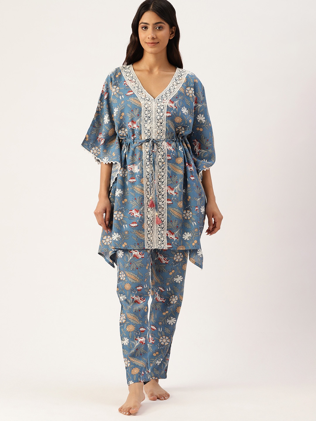 

ETC Printed Pure Cotton Night Suit, Blue