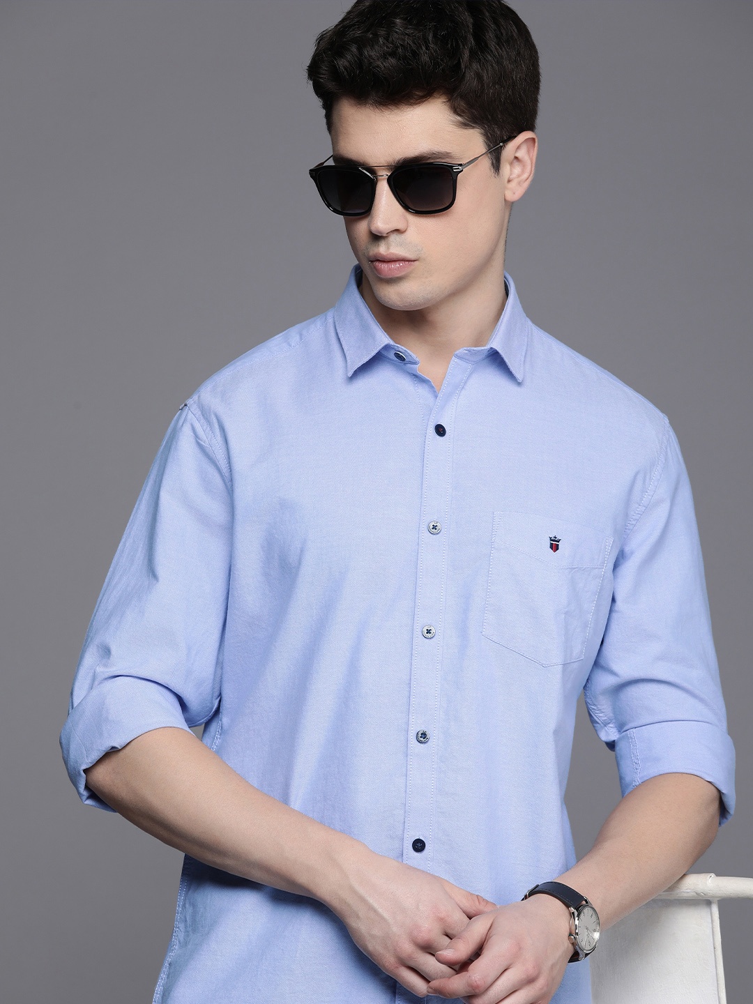 

Louis Philippe Sport Pure Cotton Slim Fit Casual Shirt, Blue