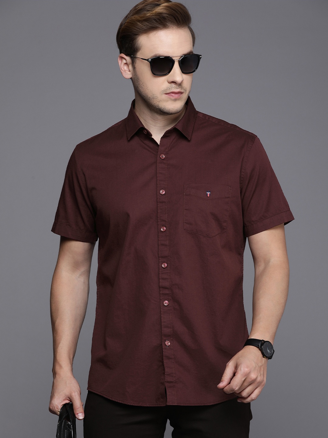 

Louis Philippe Sport Pure Cotton Slim Fit Semiformal Shirt, Maroon