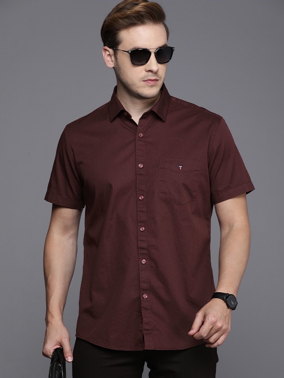 

Louis Philippe Sport Pure Cotton Slim Fit Semiformal Shirt, Maroon