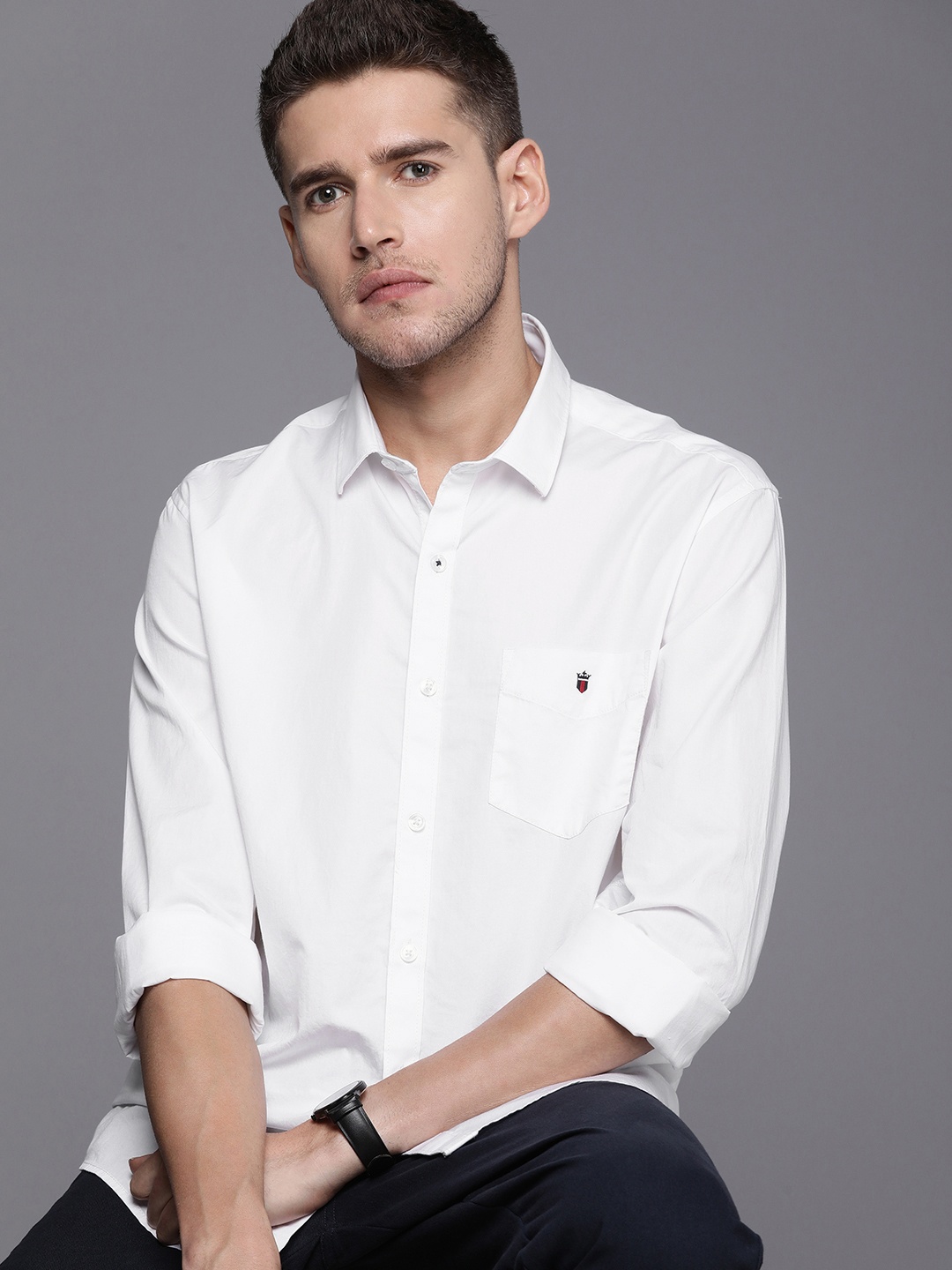 

Louis Philippe Sport Men Solid Pure Cotton Slim Fit Opaque Casual Shirt, White