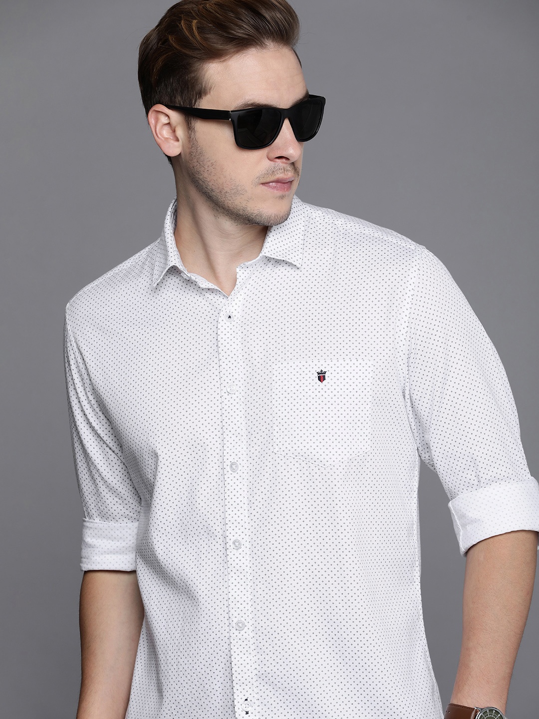 

Louis Philippe Sport Men Pure Cotton Slim Fit Printed Casual Shirt, White