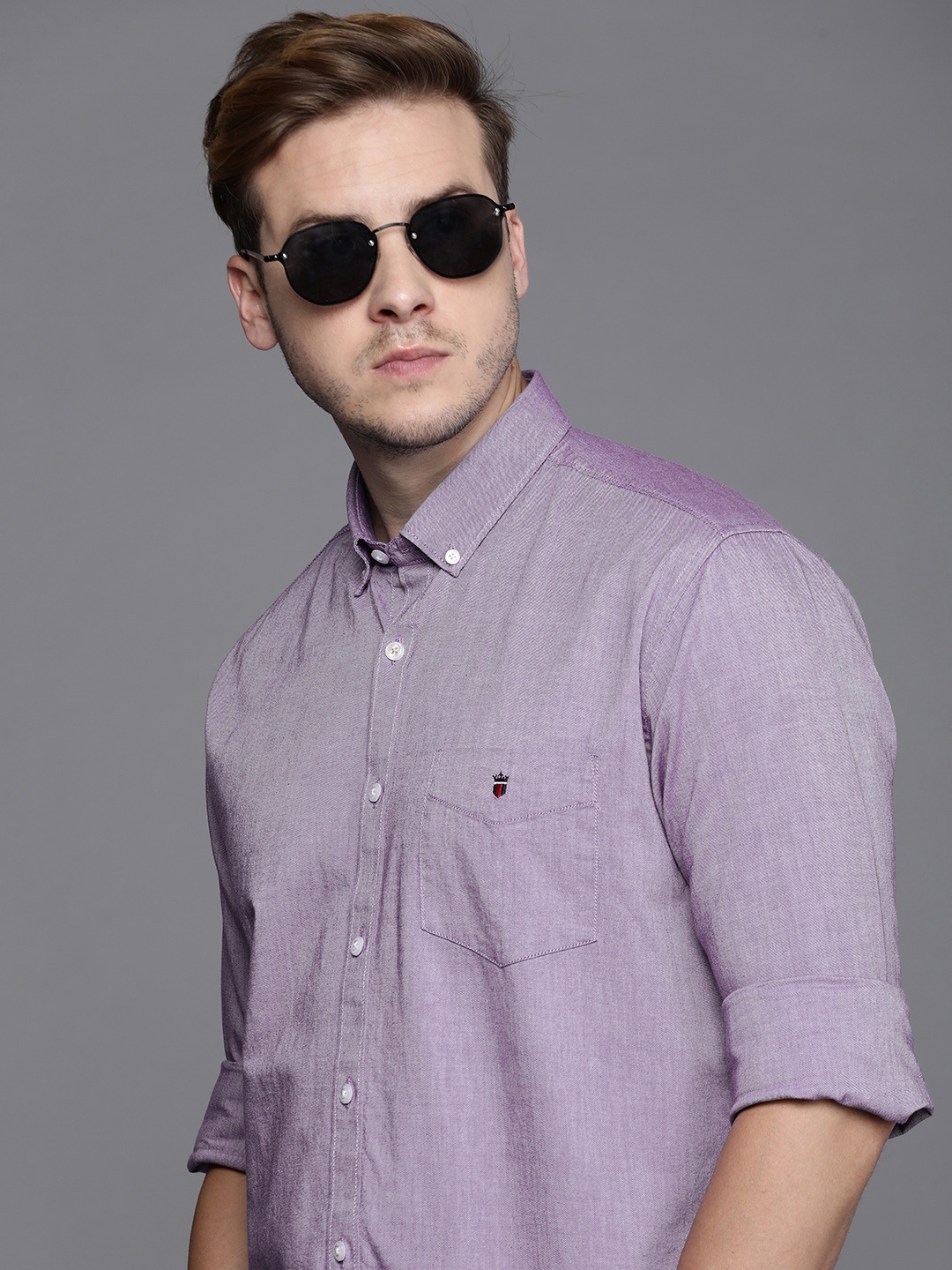 

Louis Philippe Sport Pure Cotton Slim Fit Casual Shirt, Purple