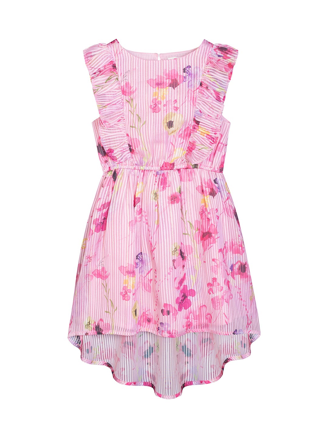 

Budding Bees Girls Floral Printed High-Low Chiffon Fit & Flare Dress, Pink