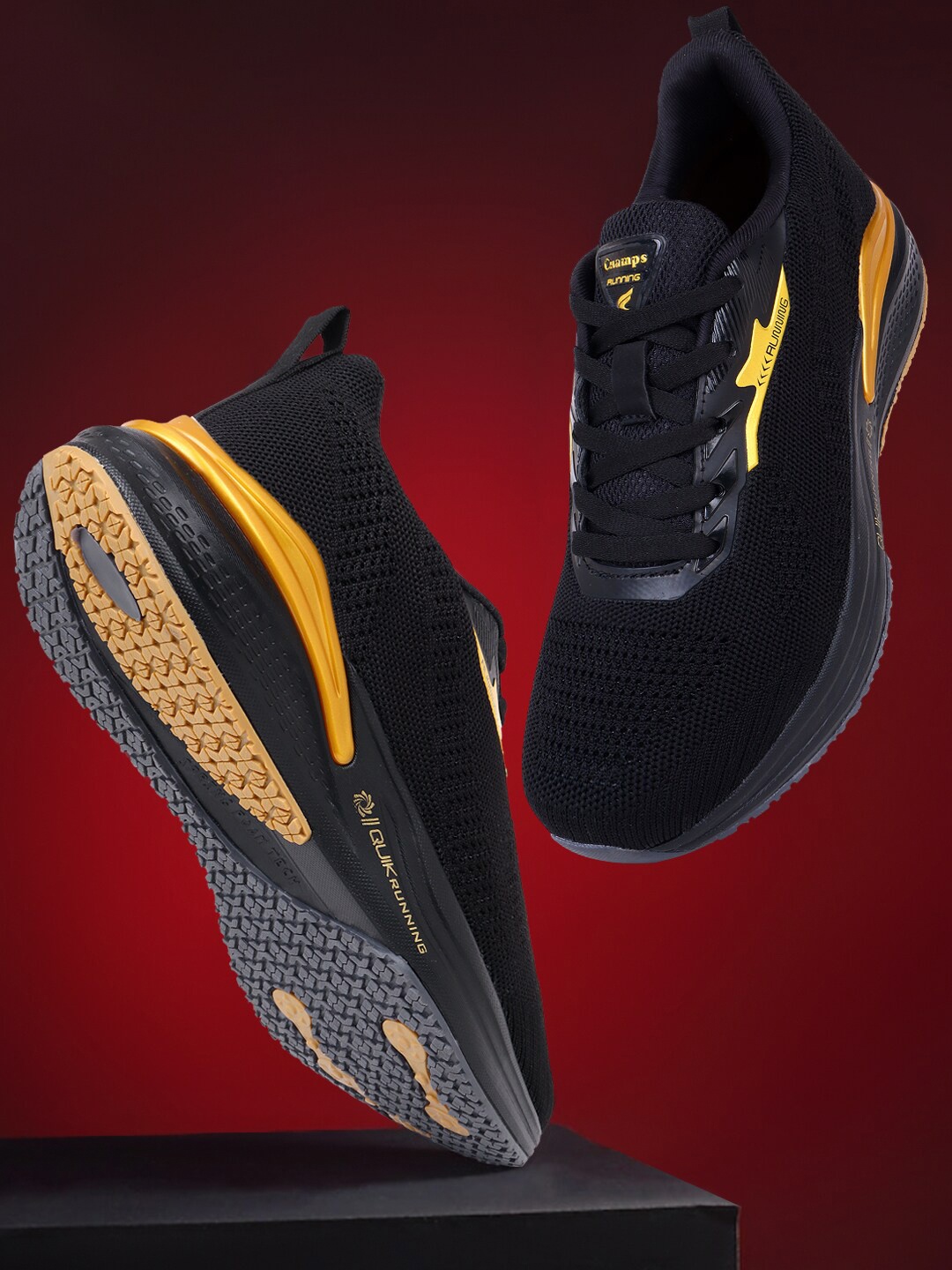 

Champs Men Mesh Running Non-Marking Sports Shoes, Black