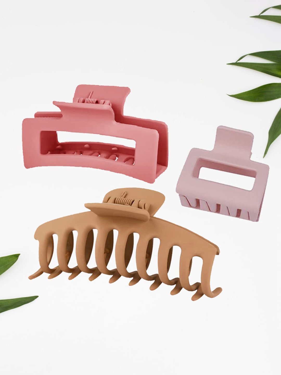 

FIMBUL Women Set Of 3 Plastic Claw Clips, Pink