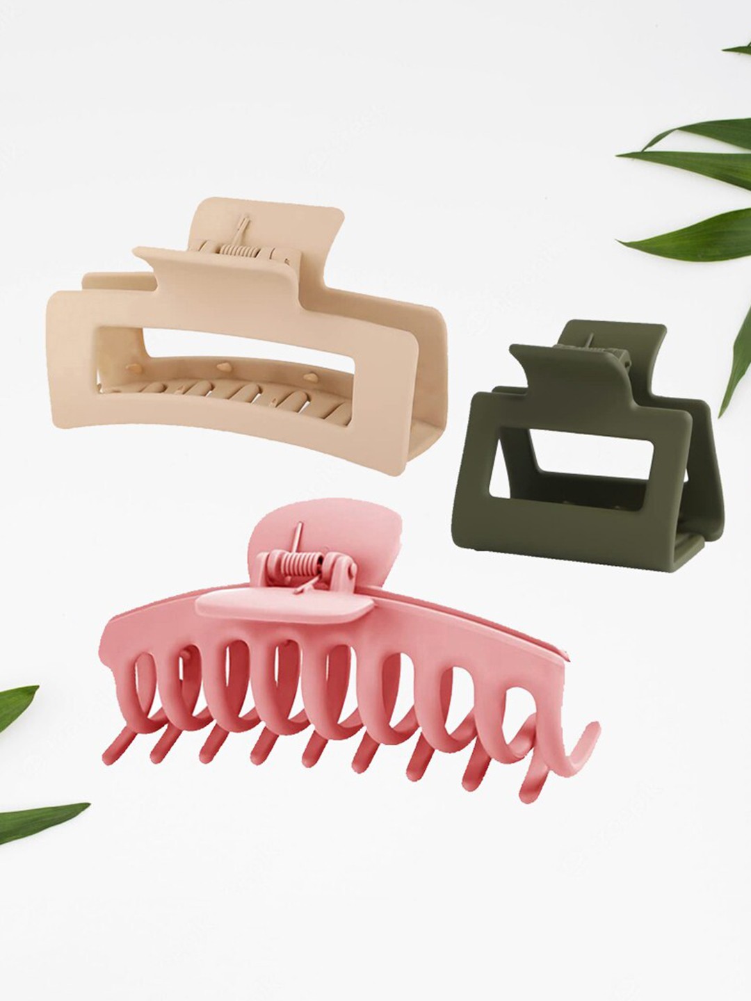 

FIMBUL Women Set Of 3 Plastic Claw Clips, Pink