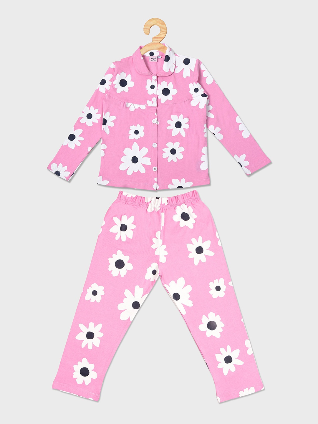 

POMY & JINNY Infants Kids Floral Printed Pure Cotton Night Suit, Pink
