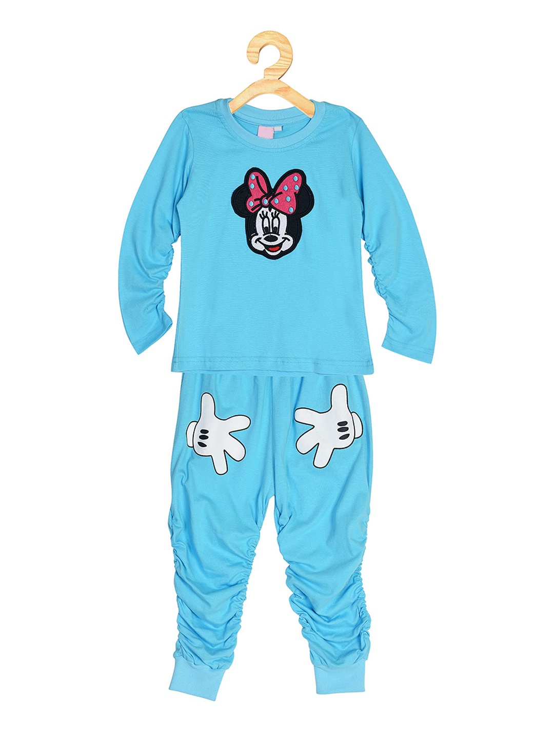 

POMY & JINNY Kids Minnie Mouse Printed Pure Cotton Night Suit, Blue