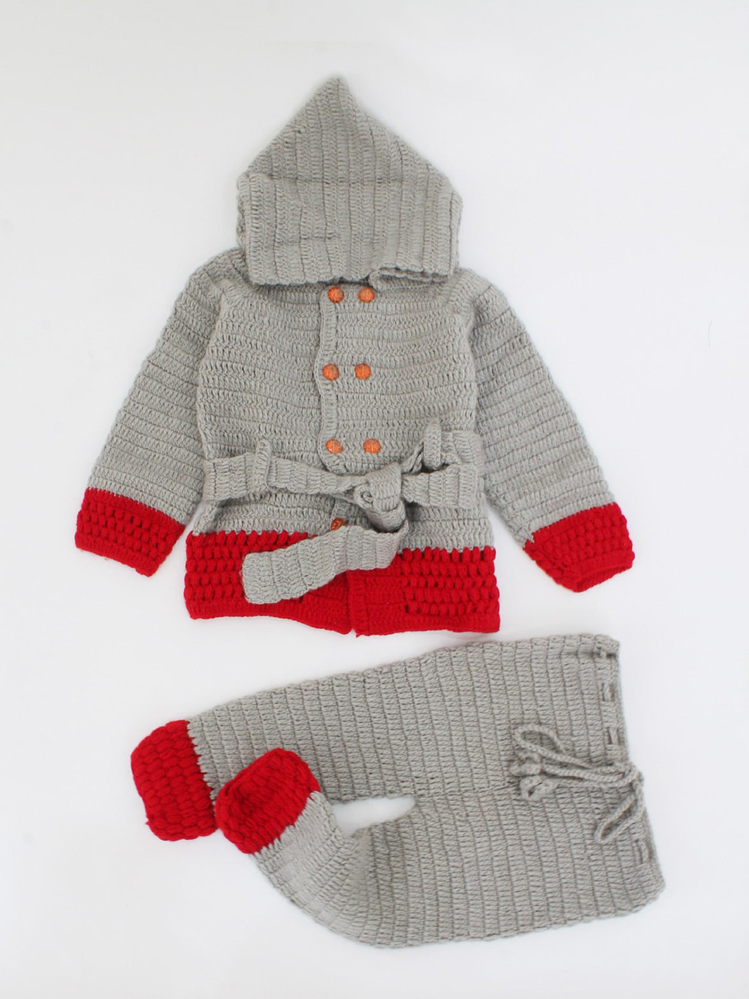 

Woonie Boys Colourblocked Hood Sweater with Pyjamas, Grey