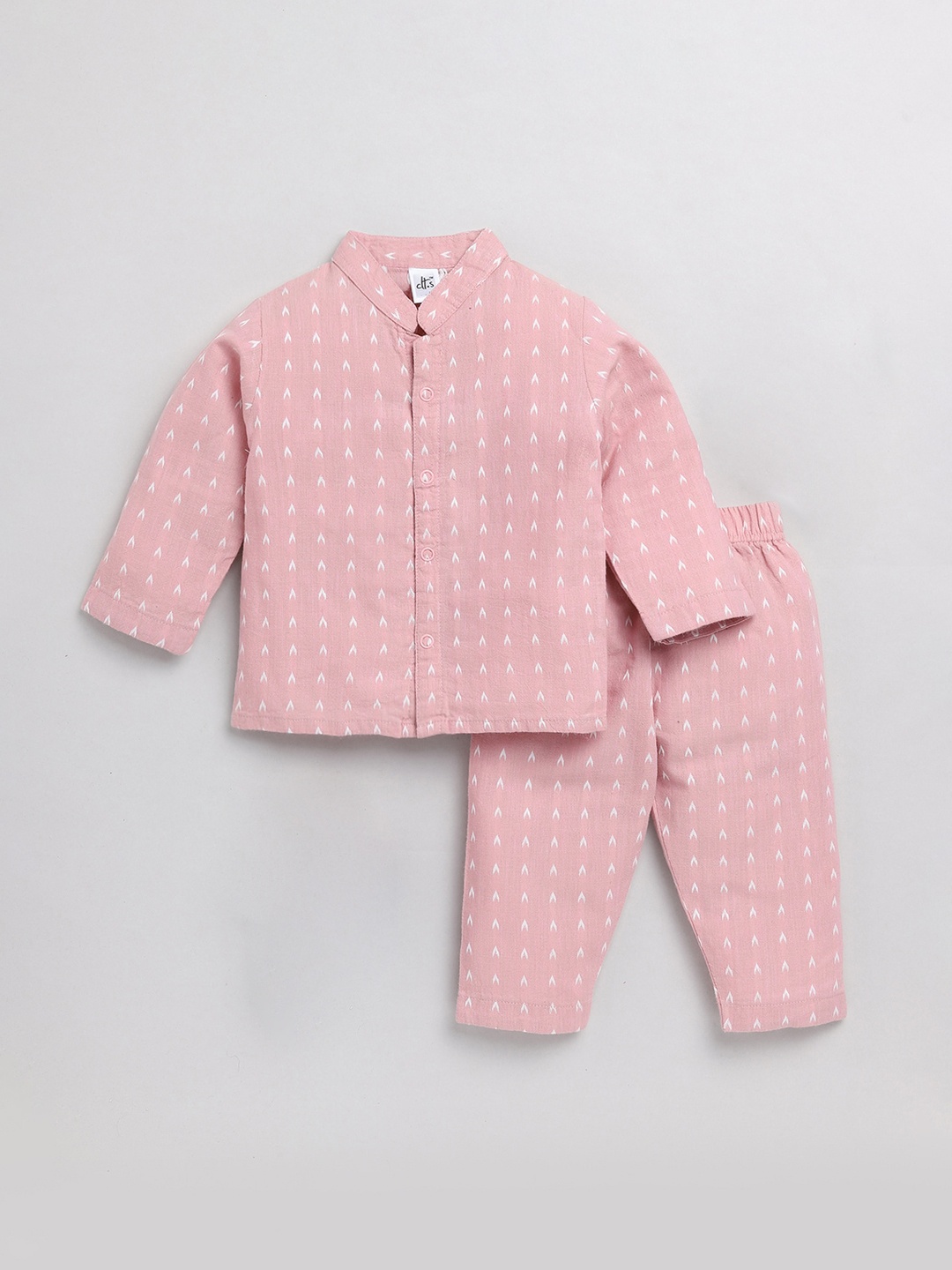 

Clt.s Kids Ethnic Motifs Printed Pure Cotton Night Suit, Pink