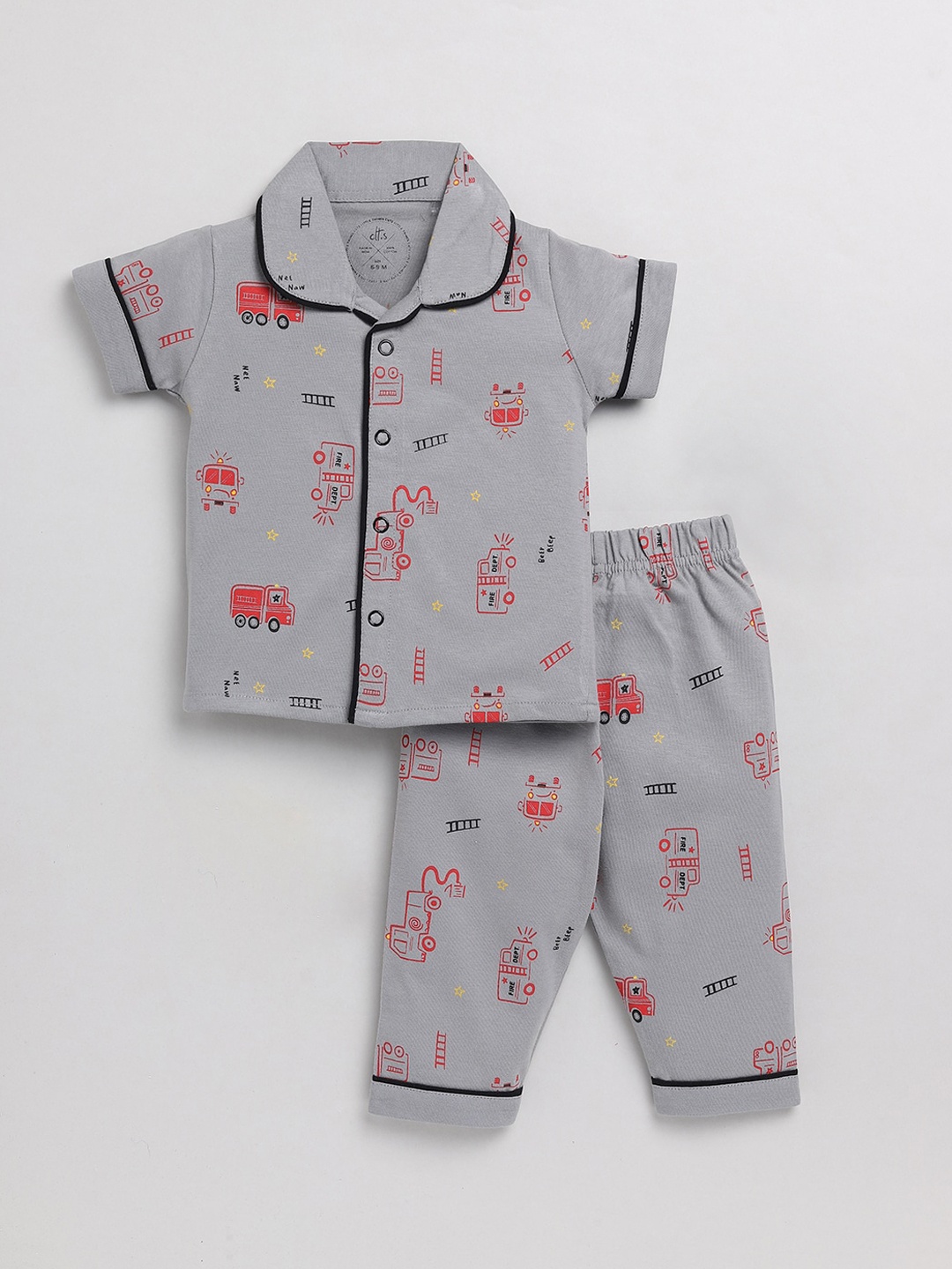 

Clt.s Infants Kids Conversational Printed Pure Cotton Night Suit, Grey