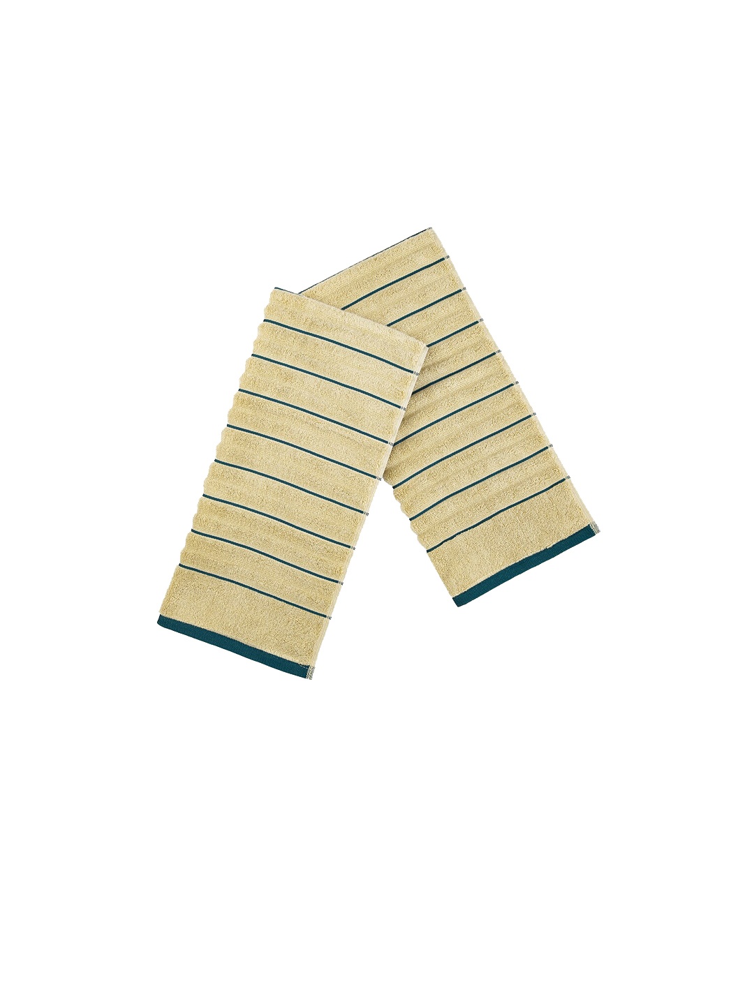 

SPACES Exotica Brown & Green Set of 2 Striped 575 GSM Pure Cotton Hand Towels
