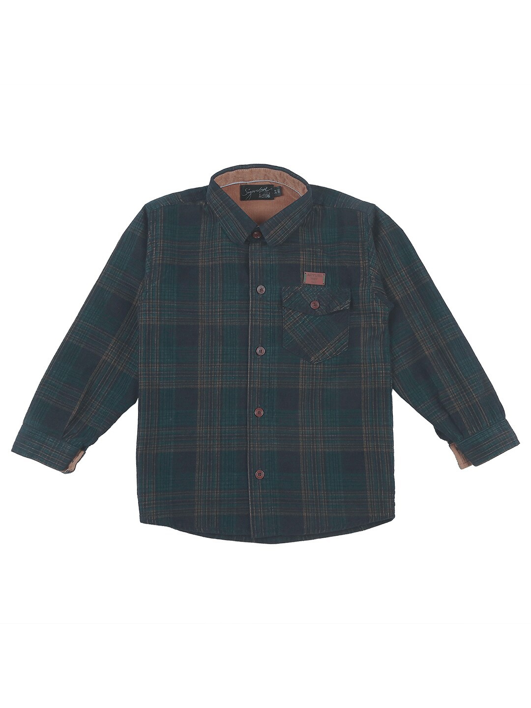 

Actuel Boys Gingham Checks Checked Pure Cotton Casual Shirt, Green