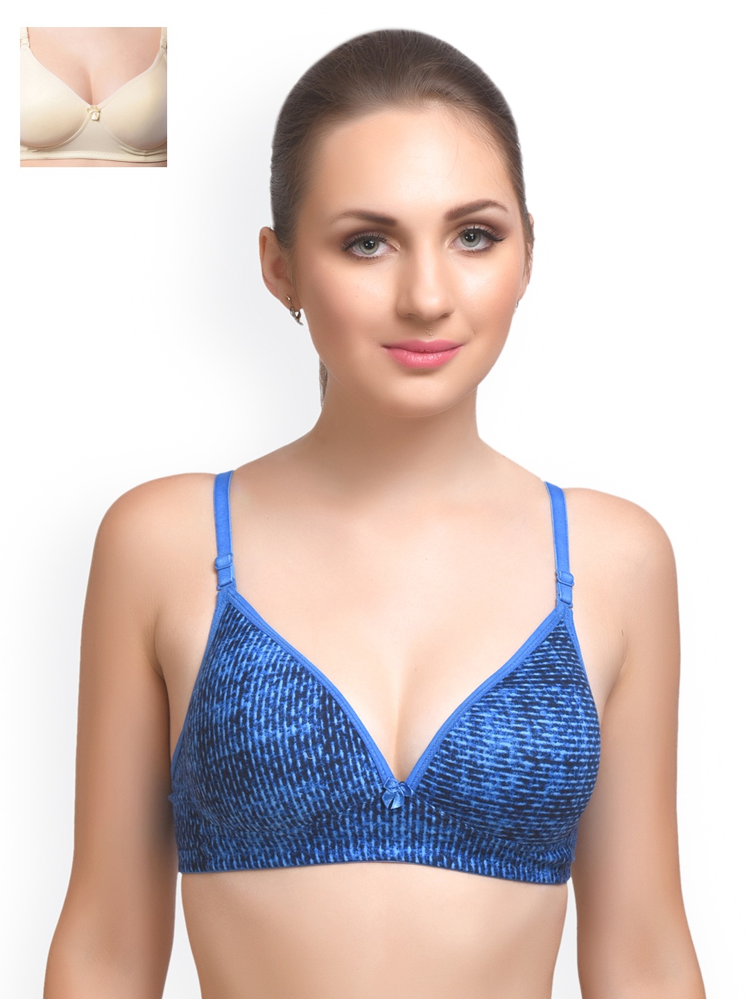 

Lady Lyka Pack of 2 Printed T-shirt Bras EXTACY-4, Blue