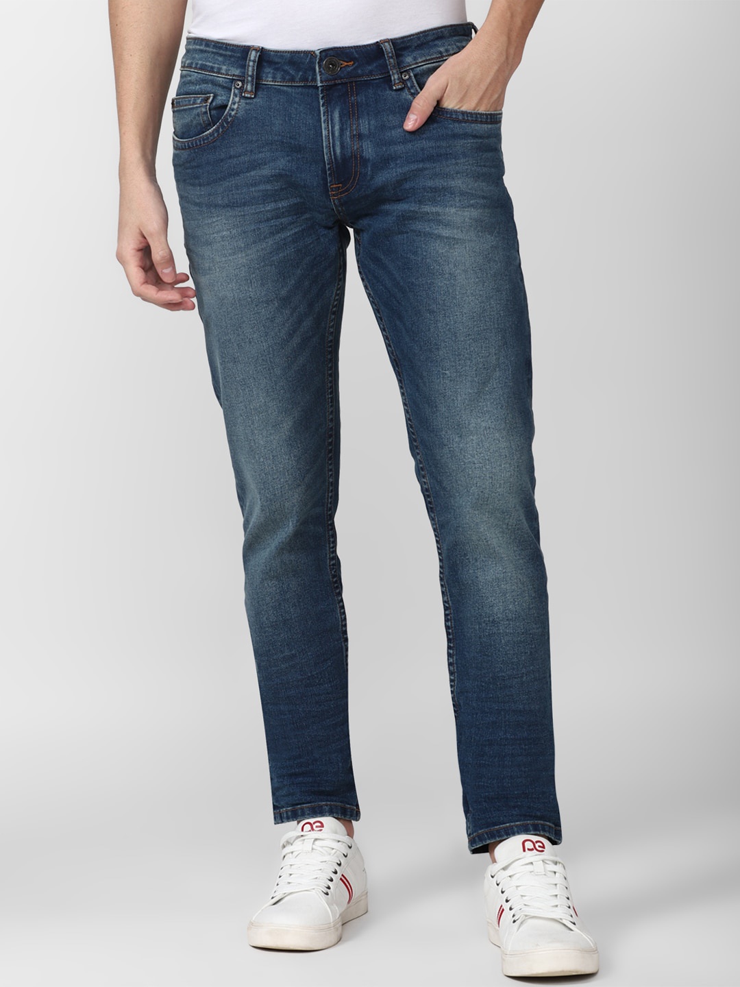 

Peter England Casuals Men Skinny Fit Light Fade Jeans, Navy blue