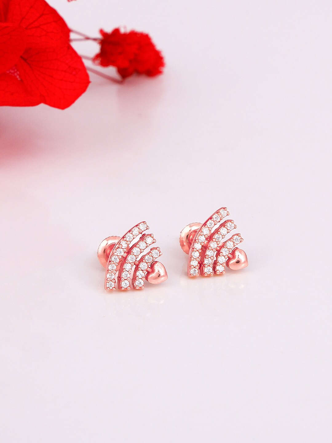 

GIVA Women 925 Sterling Silver Rose Gold-Plated Contemporary Studs Earrings