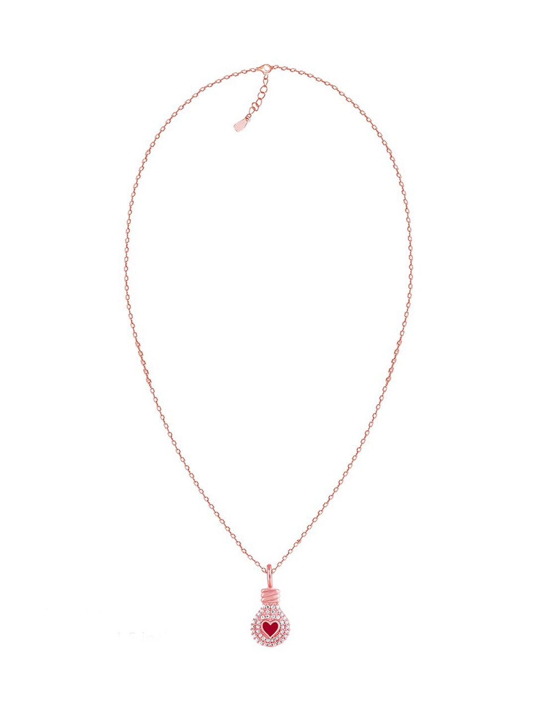 

GIVA 925 Sterling Silver & Rose Gold-Plated Stone-Studded Pendant With Chain, Red