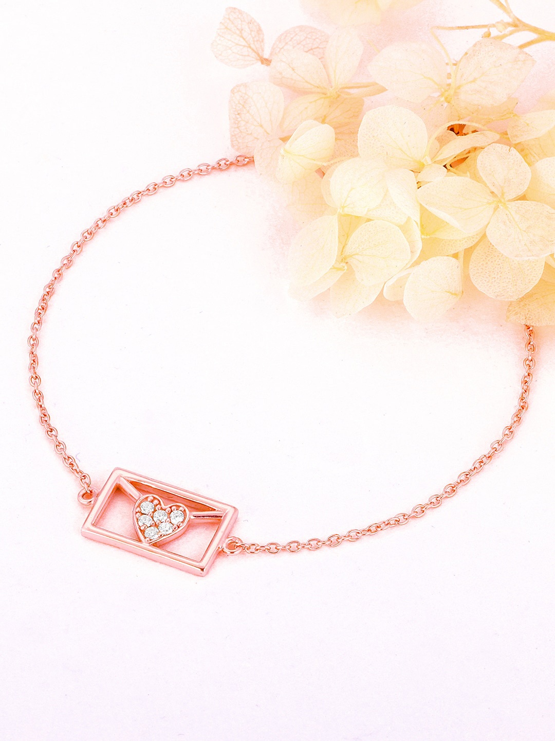 

GIVA Sterling Silver Cubic Zirconia Rose Gold-Plated Link Bracelet