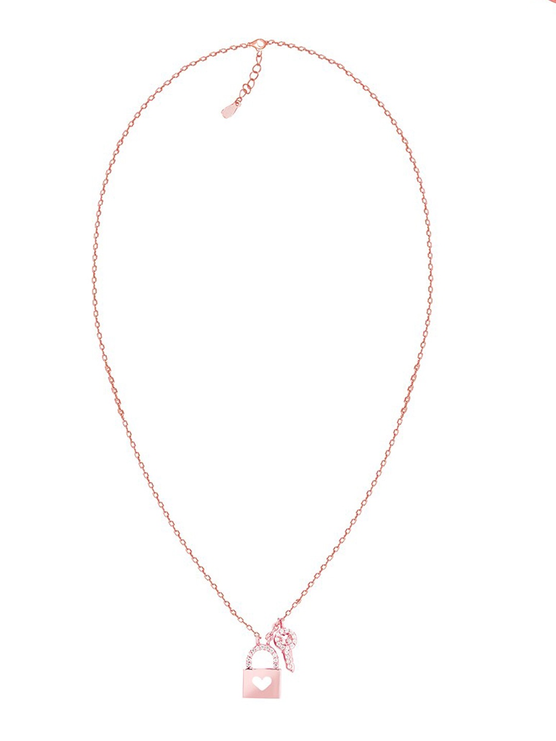 

GIVA 925 Sterling Silver & Rose Gold-Plated CZ-Studded Pendant With Chain, White