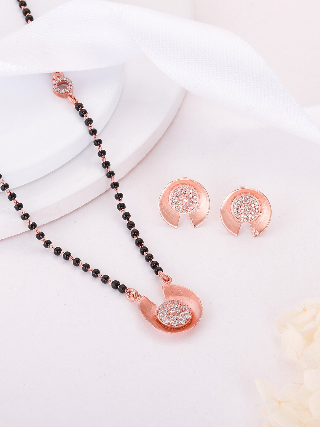 

GIVA Rose Gold-Plated CZ Studded 925 Sterling Silver Jewellery Set